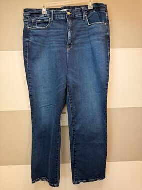Good American Good legs straight mid rise straight Dark Blue Women's Jeans sz 20